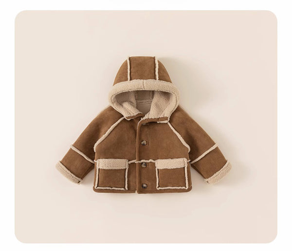 Reversible Cotton Jacket for Girls and Boys - Winter Suede Fleece Integrated Coat