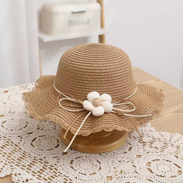 Kids Straw Sun Hats-Flower