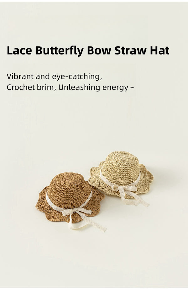 Enchanting Princess Lace Sun Hat for Girls - Elegantly Crafted, Foldable, and UV-Protective